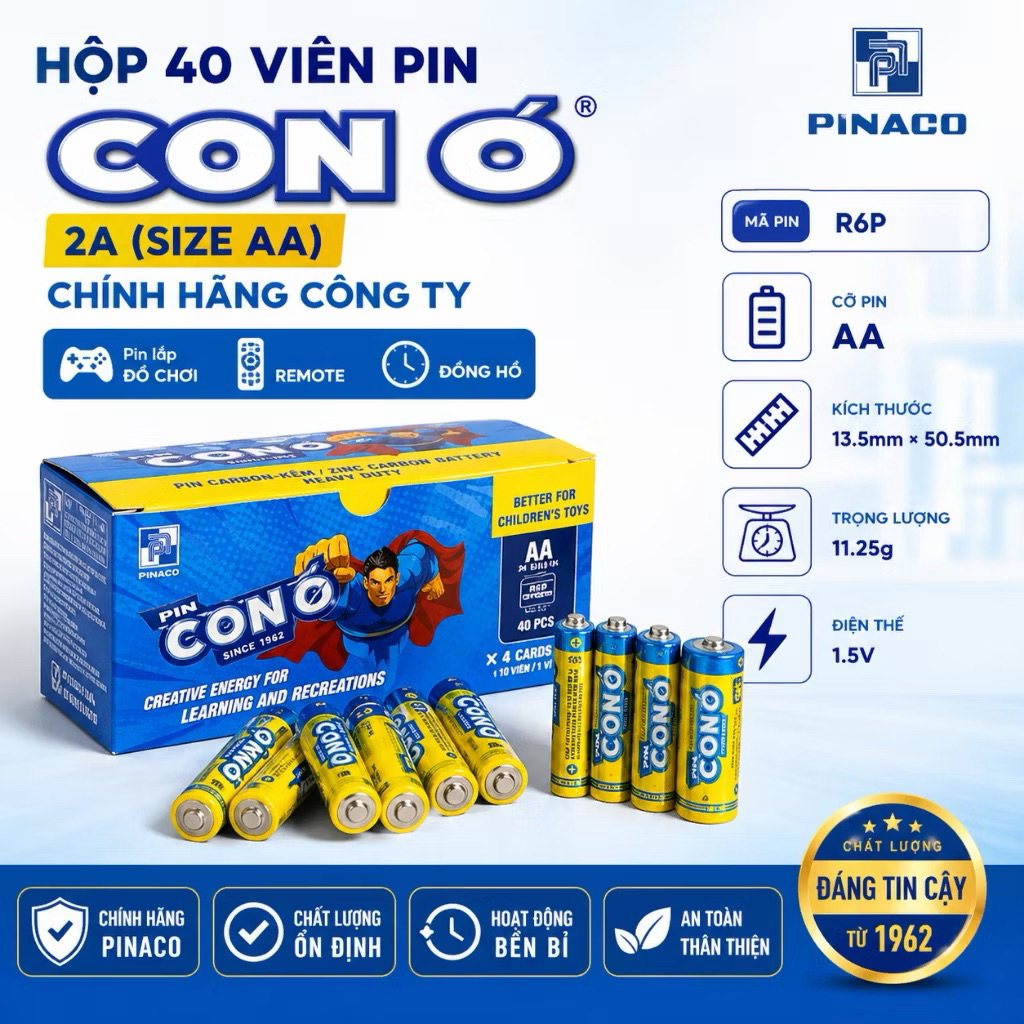 Combo 20/40 Viên Pin AA Pin Con Ó Xanh Pin Tiểu 2A Bao Bì Mới Pin Carbon Kẽm Lắp Đồ Chơi Remote Pin