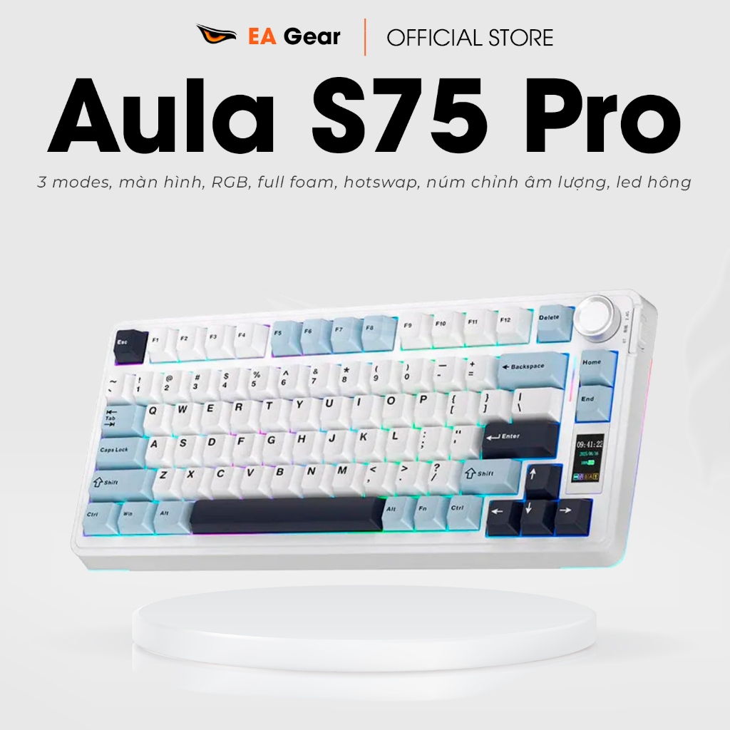 [Sẵn] Bàn Phím Cơ AULA F75 S75 Pro 3 Modes Núm Xoay Led RGB Full Foam - EA Gear | BigBuy360 - bigbuy360.vn