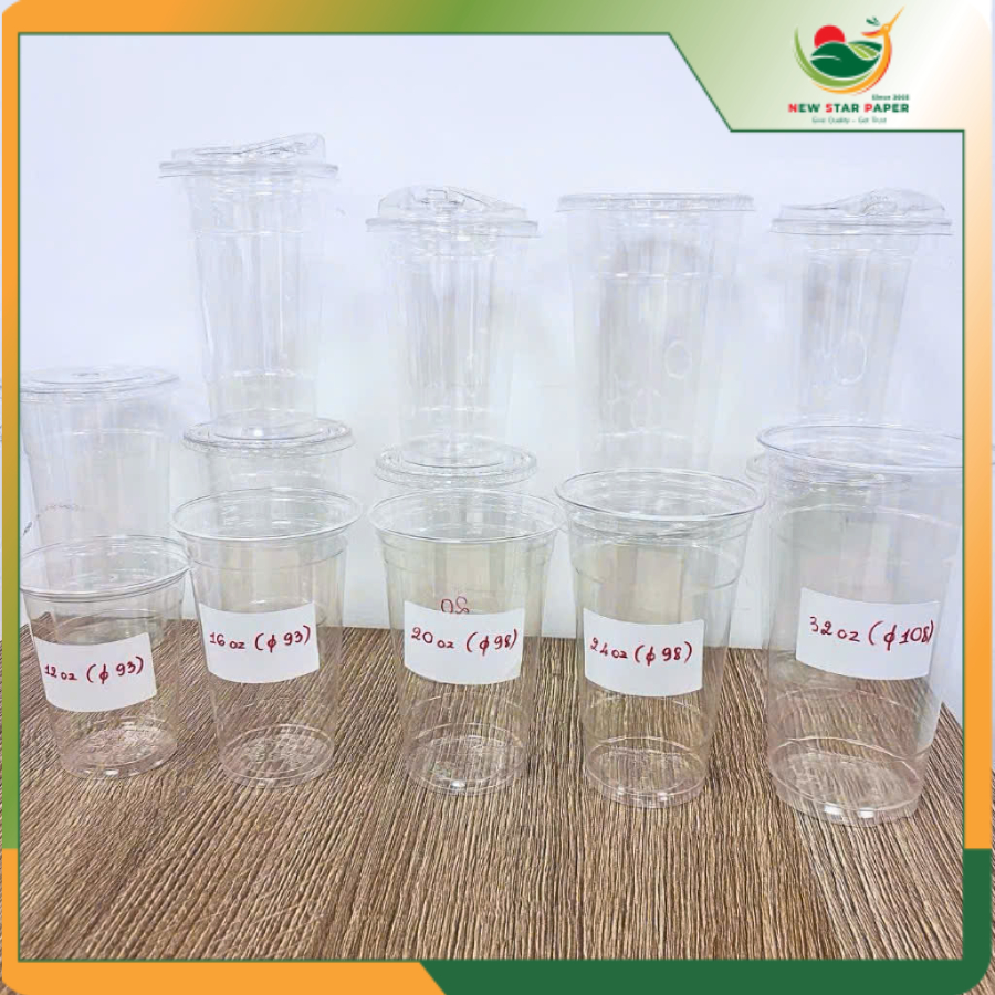 Ly nhựa PET 350ml/480ml/600ml/720ml/960ml dùng 1 lần - Lốc 50 ly