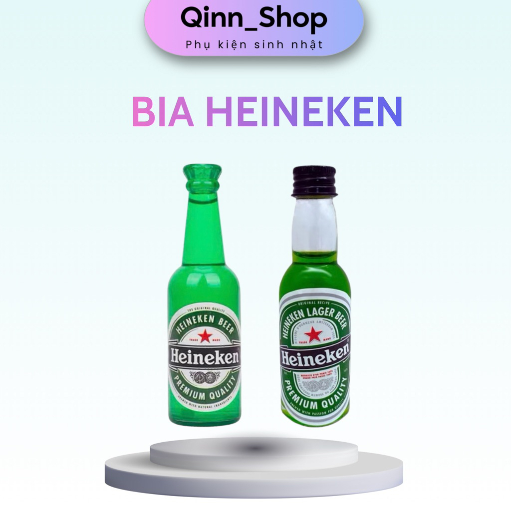 Mô hình Chai bia Heineken trang trí bánh sinh nhật, Chai Rượu bia (có nước) trang trí bánh kem