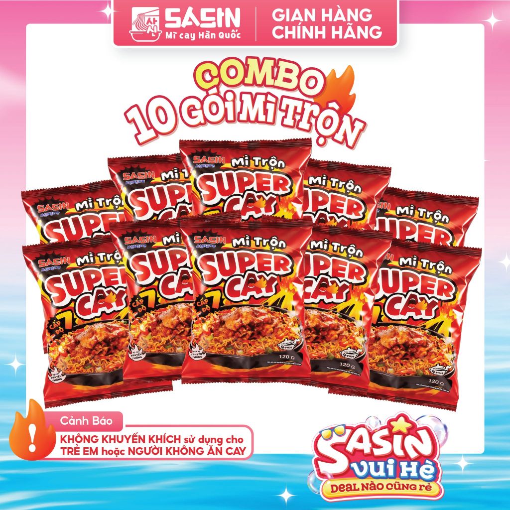 Combo 10 Gói Mì Trộn Super Cay Cấp Độ 7 (120gr) BSET0171