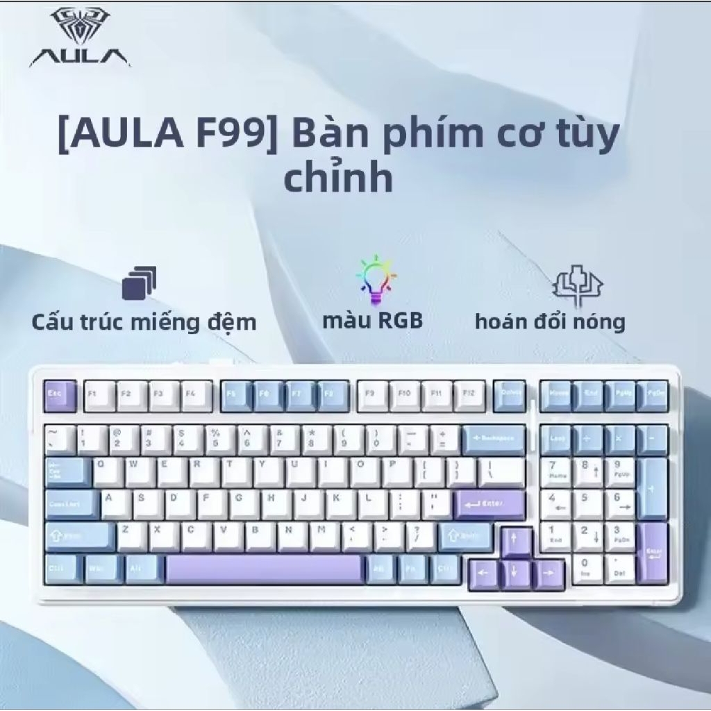 BÀN PHÍM CƠ - Aula F99 Wireless / Bluetooth 3 Mode - Bàn Phím Cơ Gaming 96% Hotswap RGB