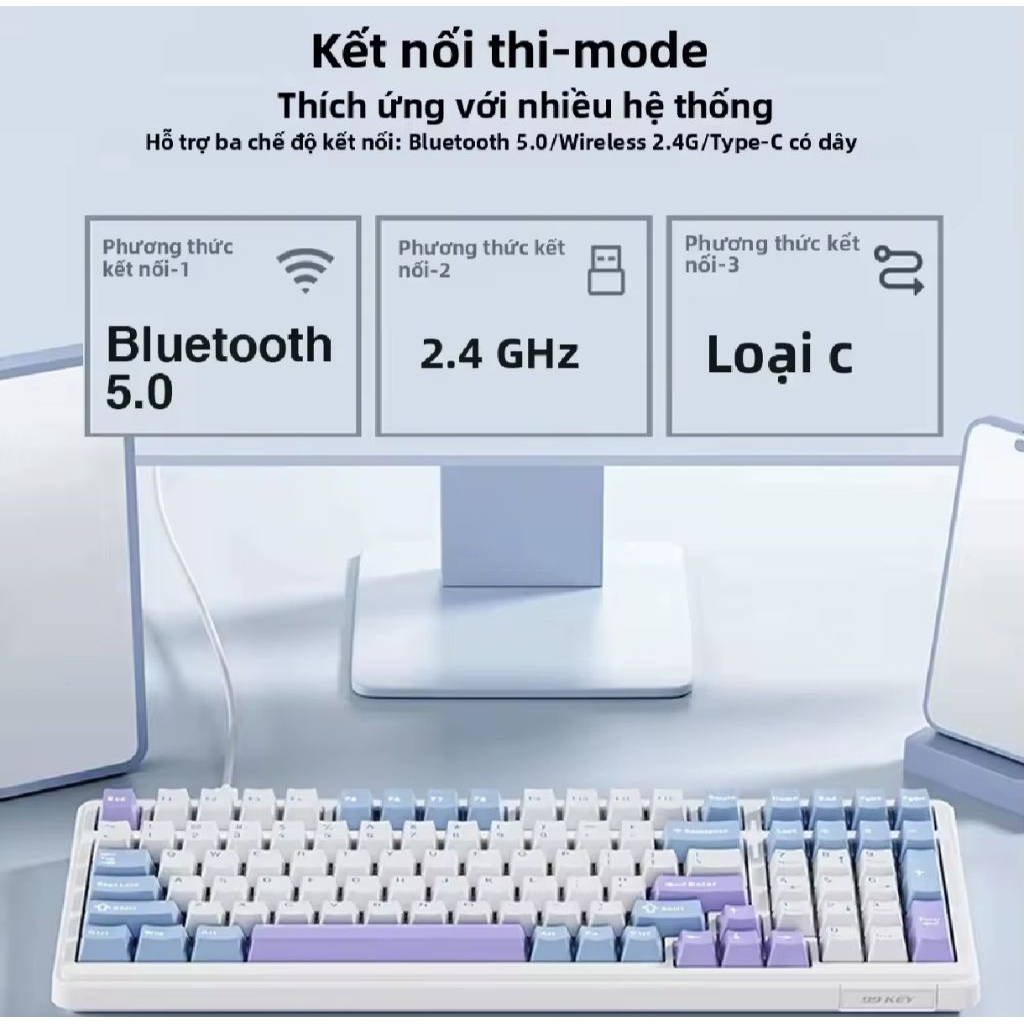 BÀN PHÍM CƠ - Aula F99 Wireless / Bluetooth 3 Mode - Bàn Phím Cơ Gaming 96% Hotswap RGB | BigBuy360 - bigbuy360.vn