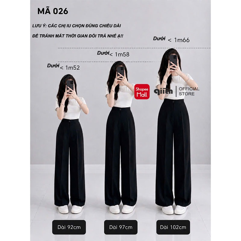 Quần Tây Nữ Ống Suông Cạp Cao QIIEN Vải Mềm Mịn Form Rộng Thanh Lịch Học Sinh Công Sở MA026 | BigBuy360 - bigbuy360.vn