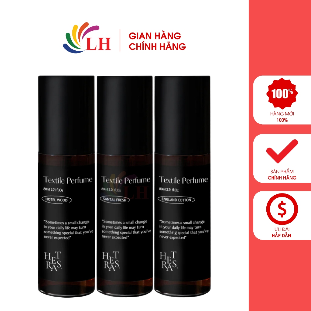 Xịt thơm vải quần áo Hetras Textile Perfume (80ml) - Hàng chính hãng