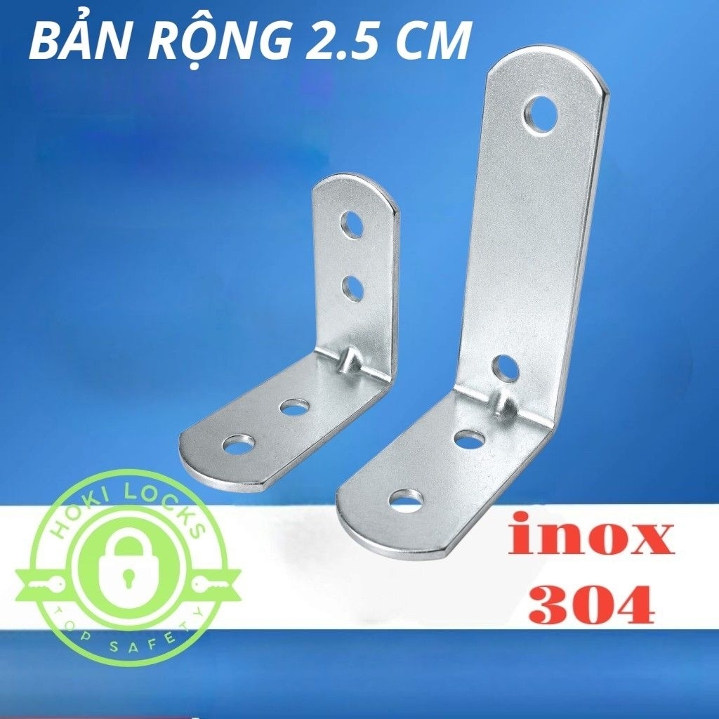Ke Góc Chữ L BẢN RỘNG 2.5cm Inox 304, Pát chữ L, Bát Kệ Tủ, Nội Thất Chất Lượng Không Gỉ