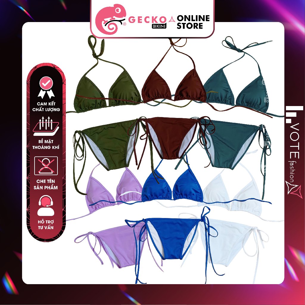 GECKO Bikini 2 Mảnh Tam Giác 99K 2M01-B (Nhiều Màu, Ảnh Thật)