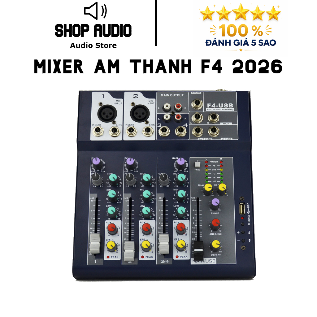 Mixer F4 YAMAHA USB Hàng Loại 1. Hỗ Trợ Kết Nối Blutooth , Âm Thanh Sống Động , Dễ Dàng Lắp Đặt. Mix