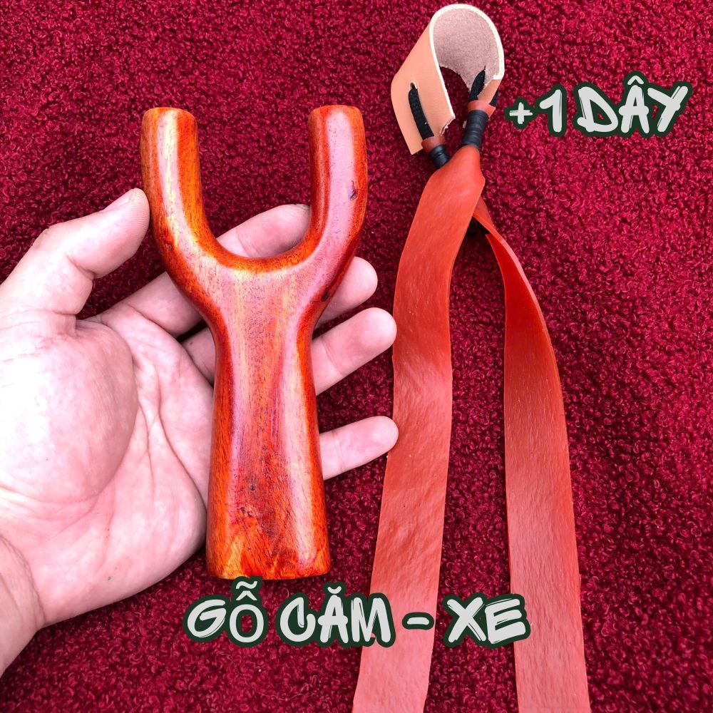 bộ ná cao su gỗ căm xe + dây sỏi dày 2 li , combo ná cao su gỗ nguyên khối