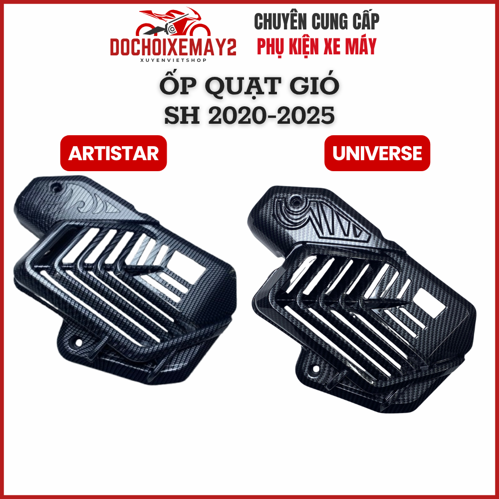 Phụ kiện Ốp quạt gió Carbon vân mờ, vân bóng SH 2020-2025 (hàng Artistar, Universe)