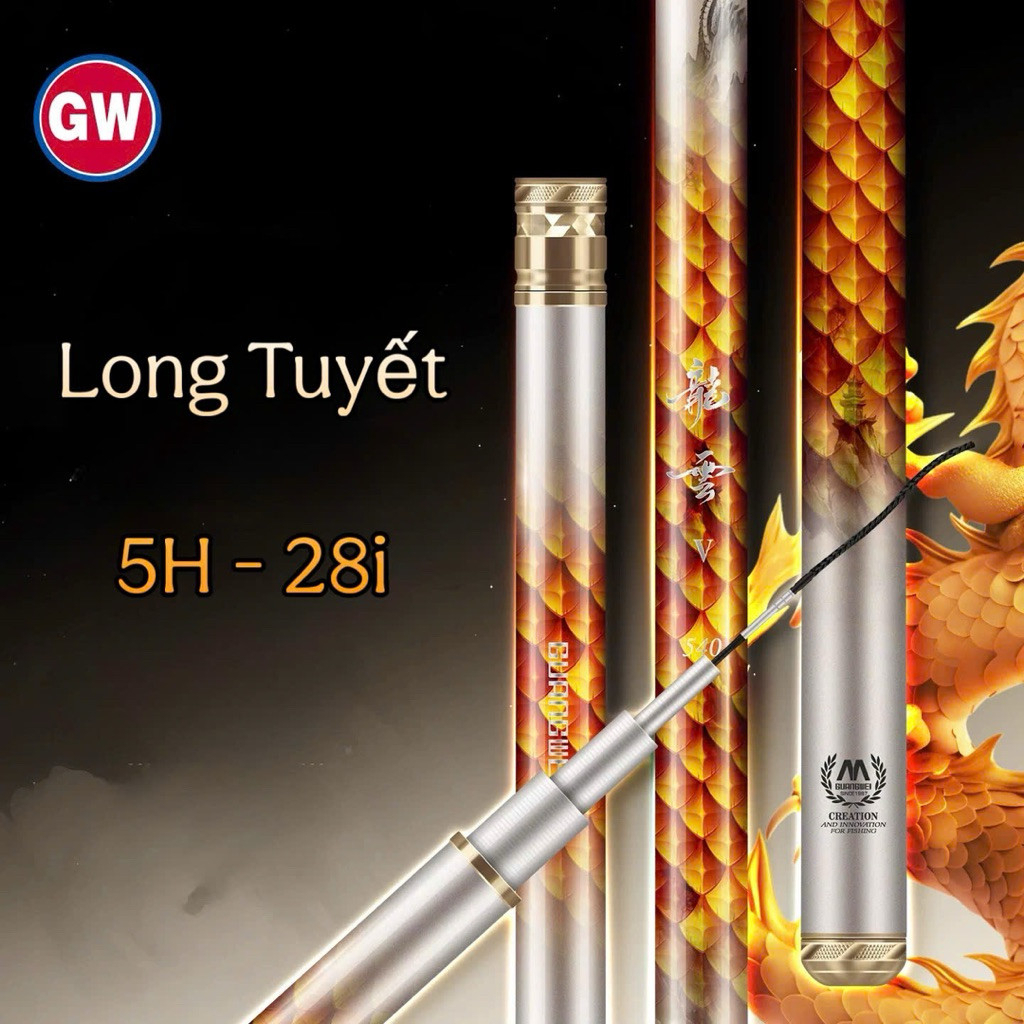 Cần câu tay Long Tuyết 5H-28i tặng ngọn phụ- chuyên rô diếc chép