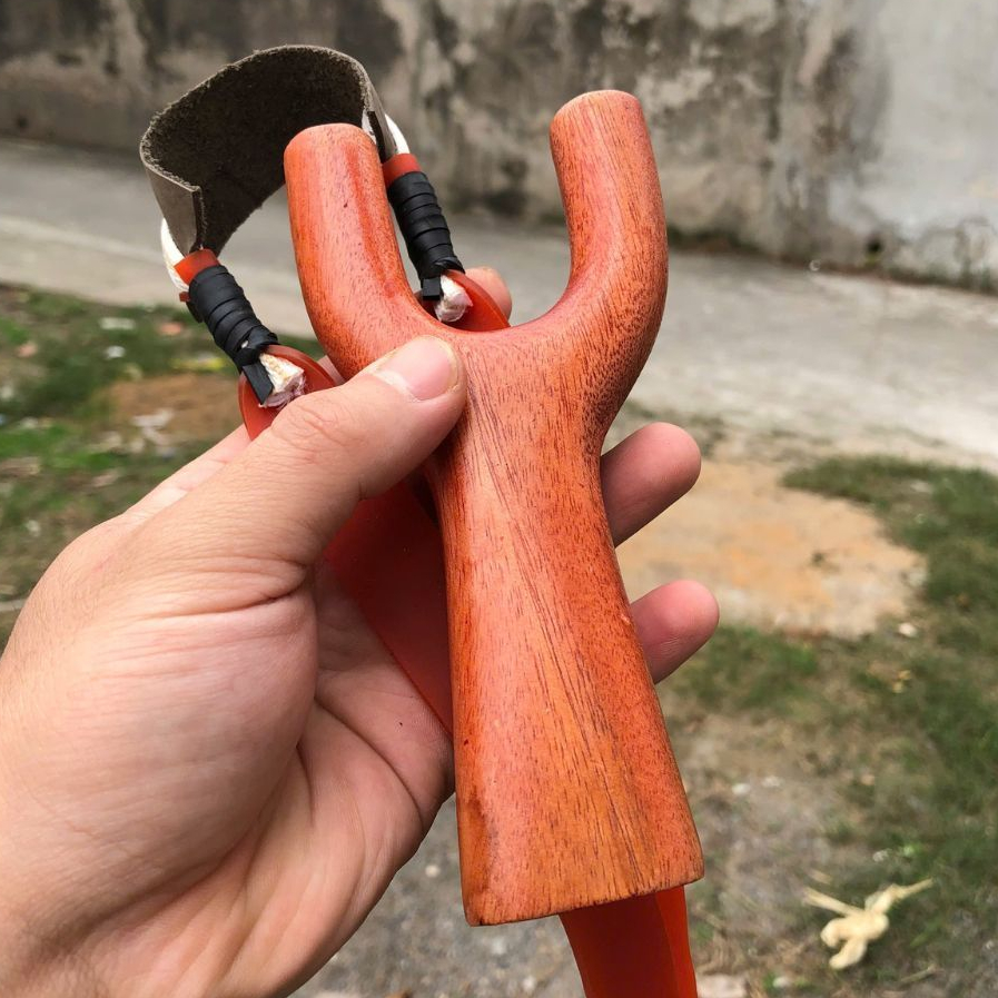 ( siêu bền ) combo Ná cao su gỗ + 1 dây sỏi đá dài 25m , ná gỗ căm xe cao cấp