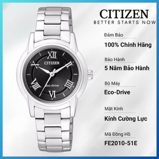 Đồng hồ nữ citizen eco-drive dây thép không gỉ fe2010-51e - mặt đen