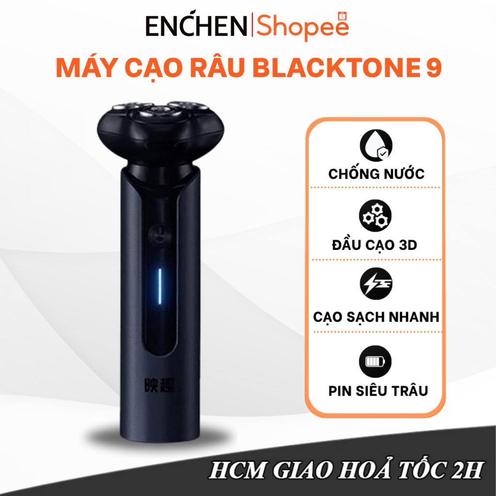Máy cạo râu Blackstone 9 Enchen hợp kim, 3 lưỡi dao kép 3D cạo sạch, chống nước 100%, BH 12 tháng