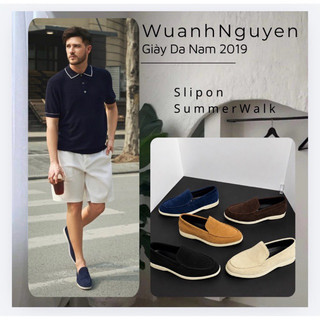 (BH 12 Tháng_Lùi 1 Size) Giày Lười Nam Da Lộn Slipon Summer Walk Đế Bệt Phong Cách Minimalist Êm Chân Form Đẹp