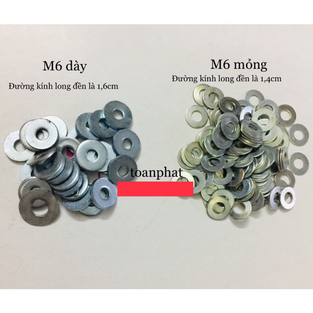 [100g] Long đền M6, vòng đệm sắt 6li