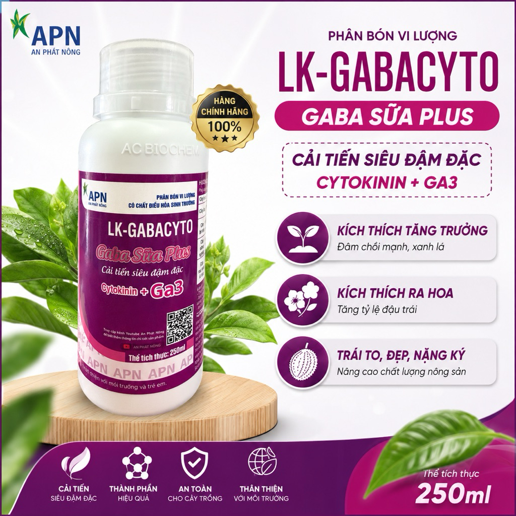 Phân Bón An Phát Nông LK-GABACYTO GABA Sữa Plus 250ml | Kích Rễ Đẻ Nhánh Kích Hoa Đậu Trái To Trái T
