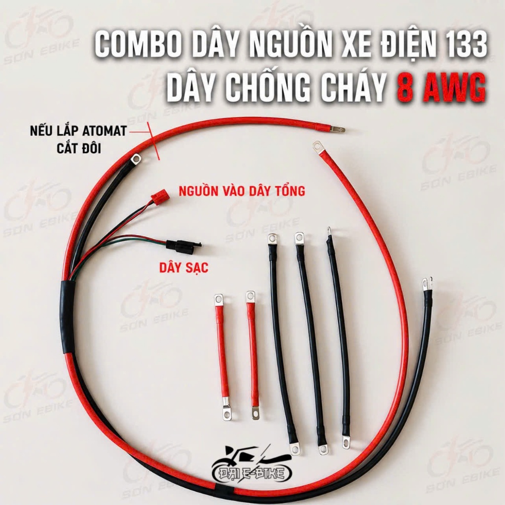 Dây Nguồn Chính Xe Điện 133, Dây Silicon Chống Cháy 8AWG Chịu Tải Chịu Nhiệt Dòng Xả Cao