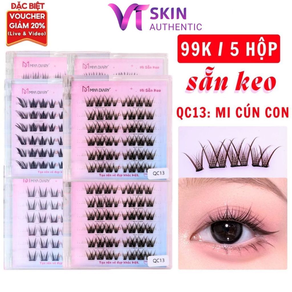 Lông Mi Giả SẴN KEO 99K/5 hộp, Mẫu Mi Cún Con, Có Thể Tái Sử Dụng Mềm Mại Tự Nhiên