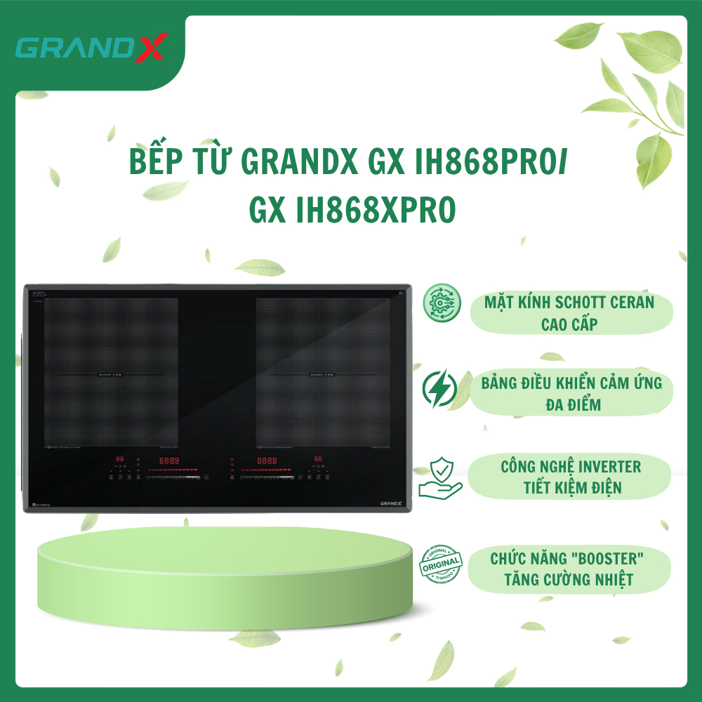 Bếp Từ 2 Vùng Nấu Grandx GX IH868XPro / GX IH868Pro - Điều Khiển Cảm Ứng Đa Điểm