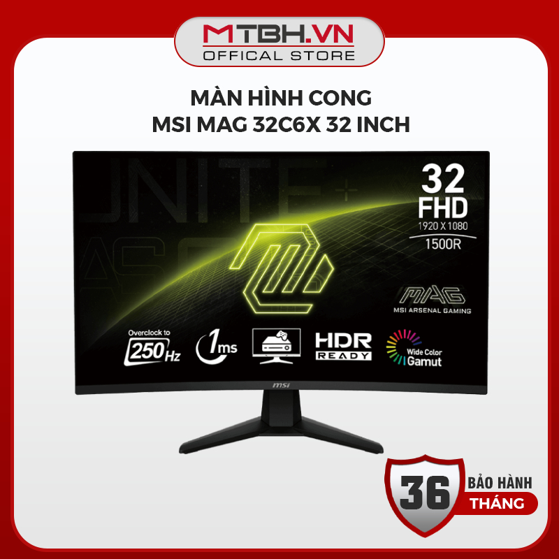 Màn Hình Cong MSI MAG 32C6X 32 Inch Full HD - Tấm Nền VA, 250Hz Siêu Mượt, Chuyên Game Nhập Vai