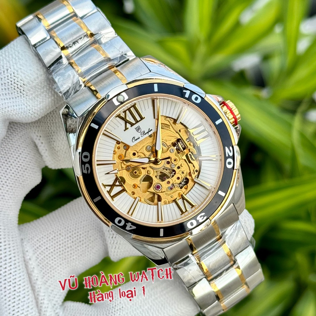 Đồng hồ nam OP CƠ AUTOMATIC chuẩn nhật size 42. Máy vàng lộ cơ cực đẹp. Kính sapphire