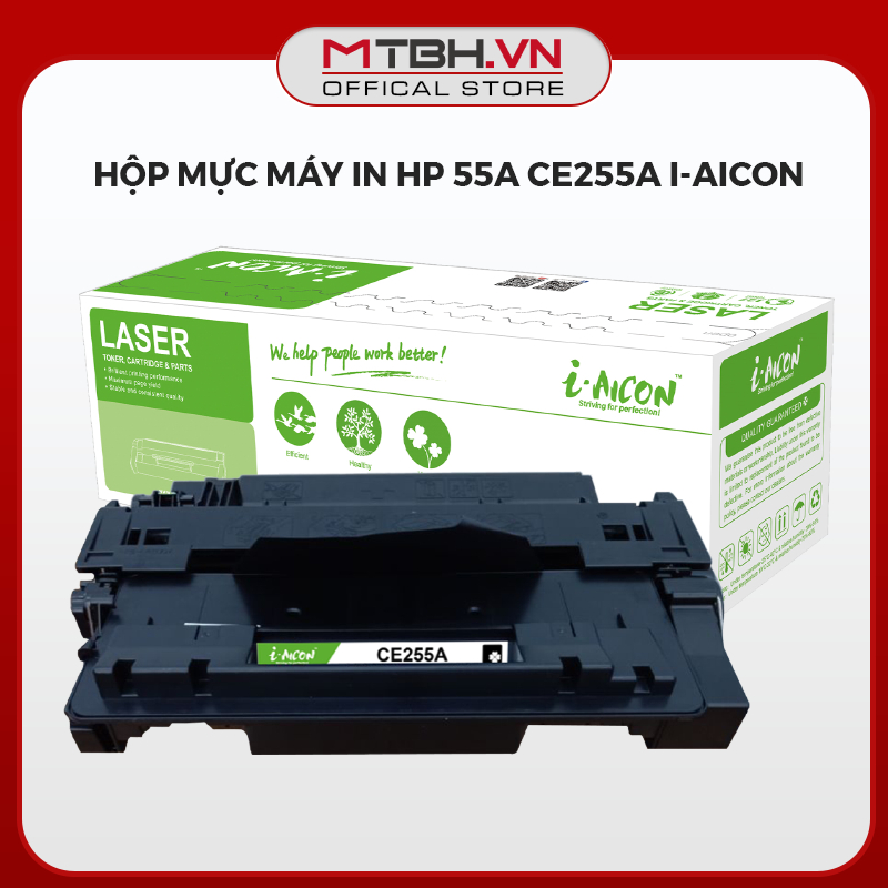 Hộp Mực Máy In HP 55A CE255A I-AICON - Dùng Cho Máy In HP LaserJet P3015, P3015d, P3015dn, Pro 500