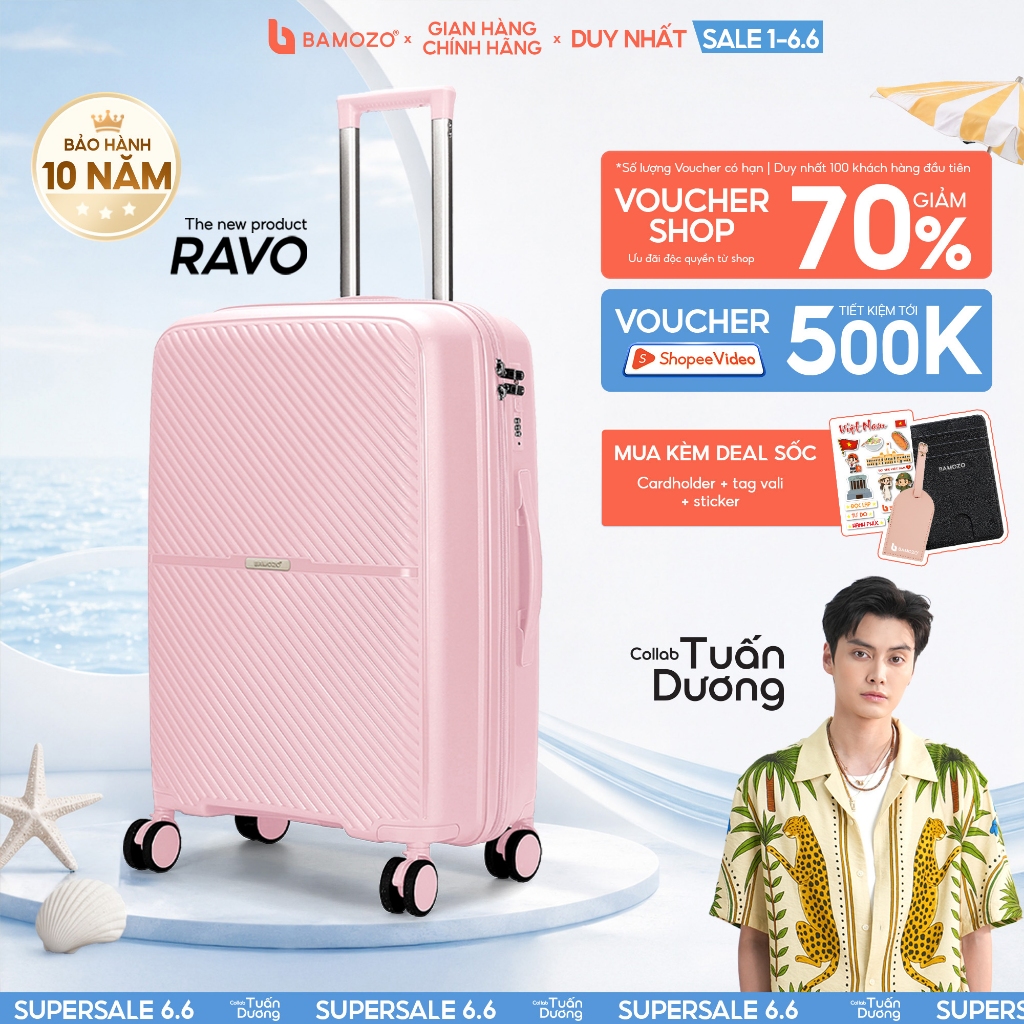 Vali Du Lịch Nancy Bamozo Size 20/24/28 Nhựa PP Dẻo Siêu Bền Chống Vỡ Tuyệt Đối Khóa Chuẩn TSA _Nanc