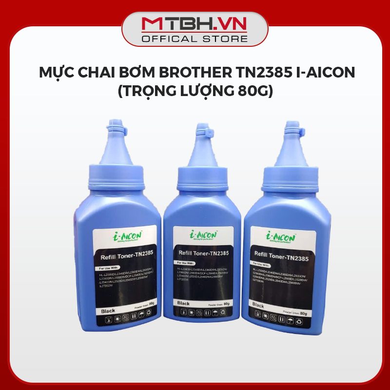 Mực Chai Bơm Brother TN2385 I-AICON (Trọng Lượng 80g) - Bột Mực Siêu Mịn Nạp Cho Máy In Brother