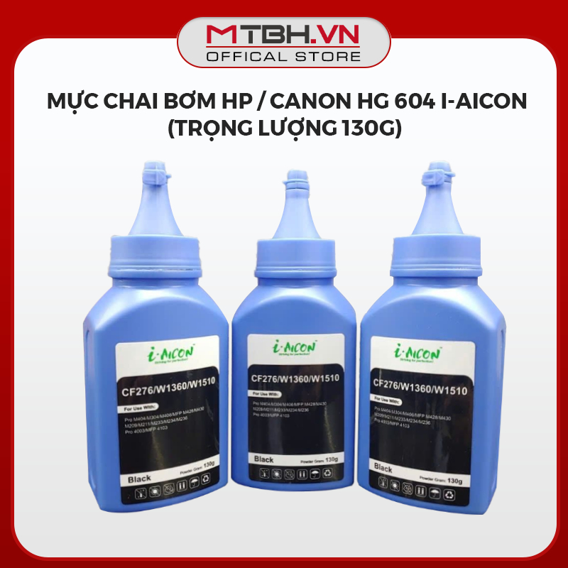 Mực Chai Bơm HP / Canon HG 604 I-AICON (Trọng Lượng 130g) - Bột Mực In Laser Sắc Nét Giá Rẻ