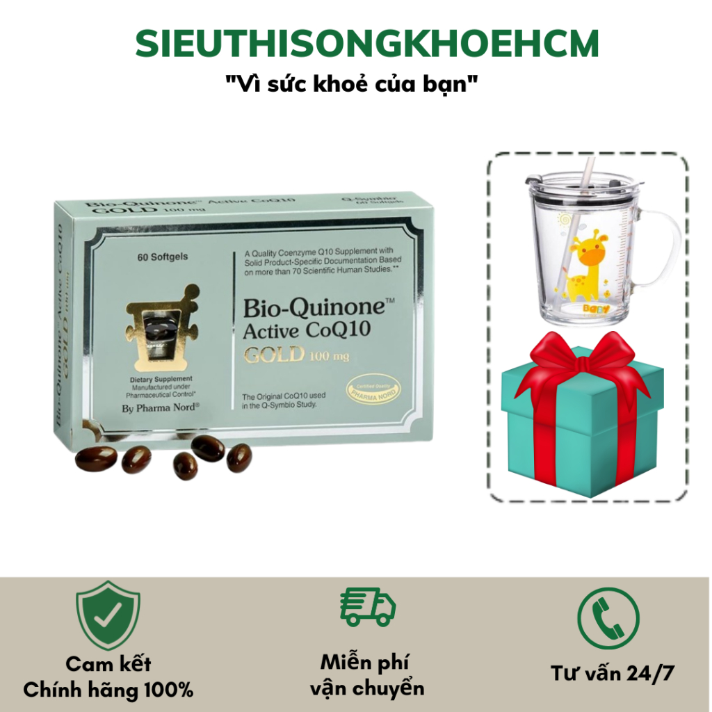 Viên Uống PHARMA NORD Bio Quinone Q10 Gold - Hỗ Trợ Sức Khỏe Tim Mạch - Hộp 30 Viên