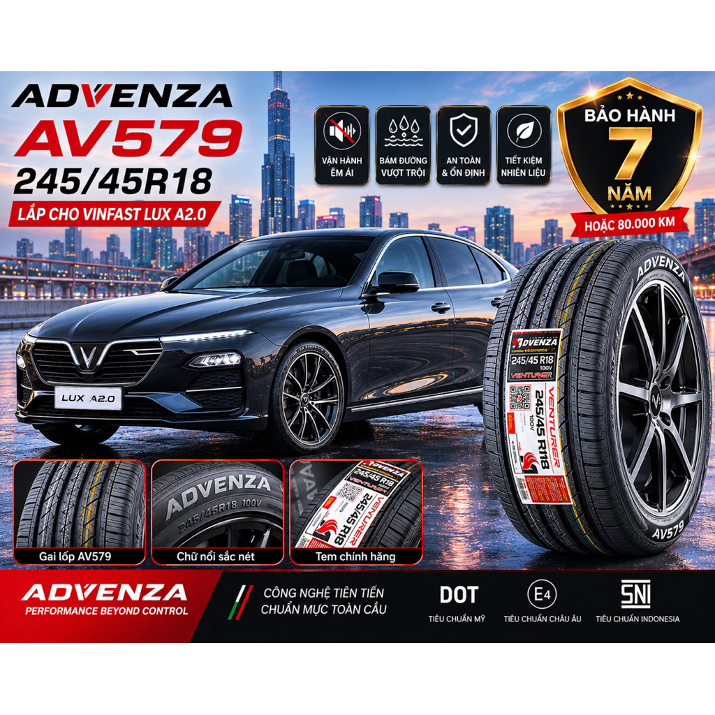 Lốp 245/45R18 Advenza AV579_Lốp 245/45R18 dành cho xe Vinfat LuxA 2.0