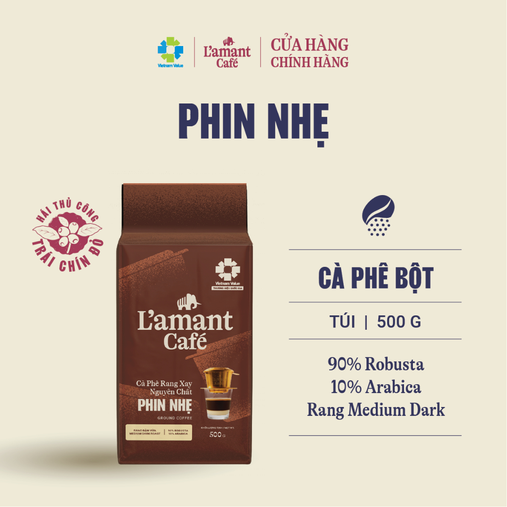 [NEW] Cà Phê Rang Xay L’amant Phin Nhẹ – Hương Dịu Thanh, Pha Phin Nhẹ Vị – Gói 500g