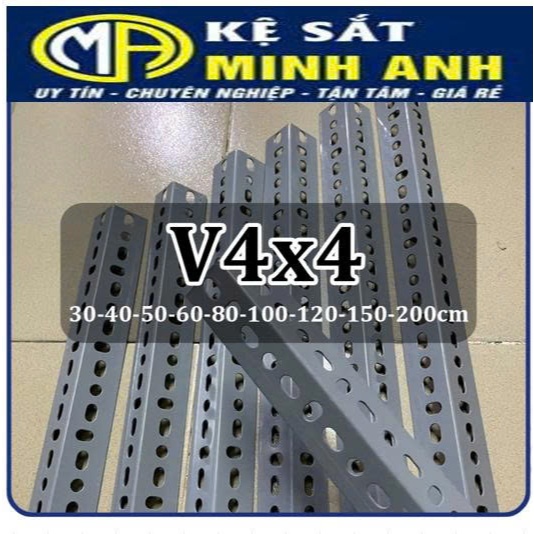 Sắt V lỗ (V4 nhiều kích thước, dày 1,6mm) Cây sắt V lỗ, V4x4, Thép V lỗ, Kệ V lỗ, Kệ V lỗ đa năng...