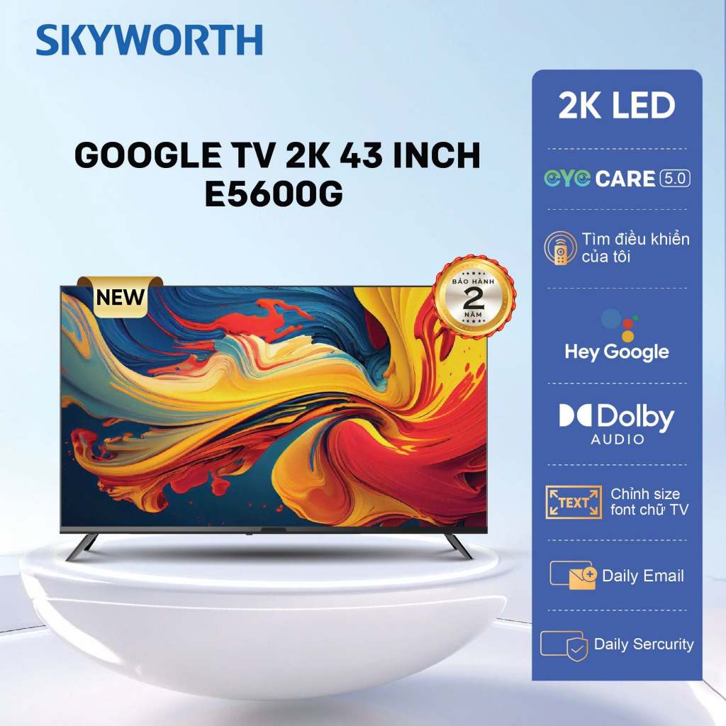 [Chỉ Giao HCM Cũ] Google Tivi Skyworth Full HD 43 Inch 43E5600G | 32" HD 32E5600G BH 24 Tháng
