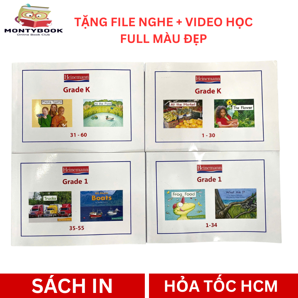 Sách - HEINEMANN GRADE 1 và grade k tron bộ 4 cuốn in màu đẹp tặng audio + video