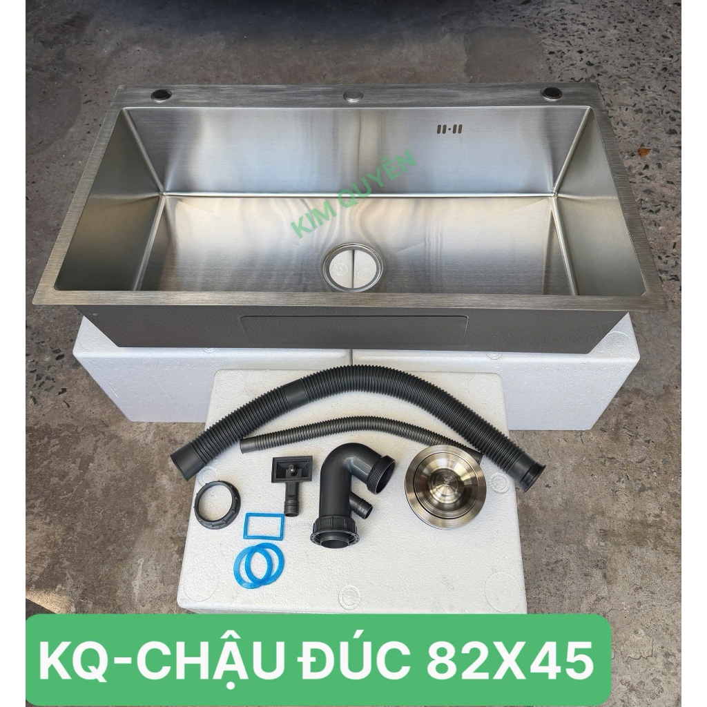 [Chậu 1 hố Đúc] Chậu rửa chén bát inox SUS304 1 hộc lớn KT 82x45 dày 2Ly