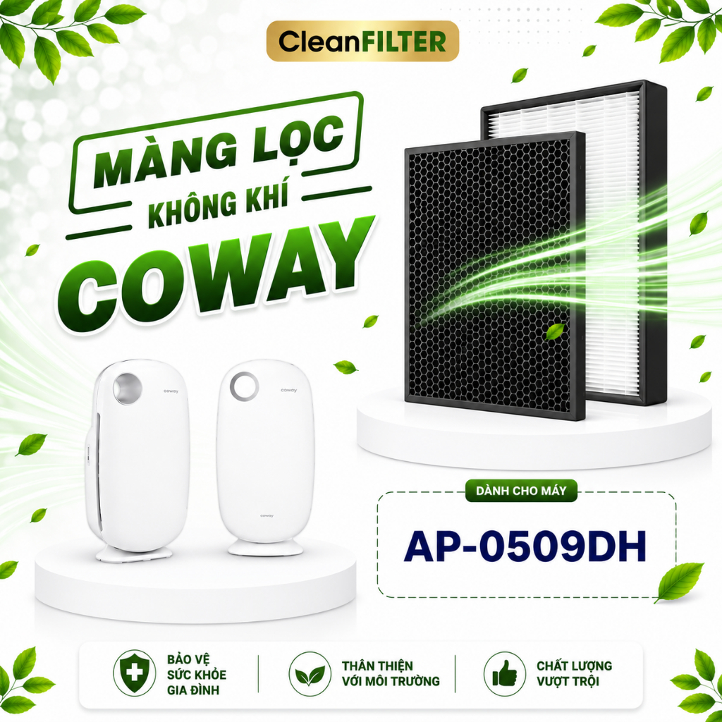 Màng Lọc Không Khí Coway Thay Thế Mã: AP-0509DH COWAY ARIES 5 Màng Lọc Than, Màng Lọc Hepa