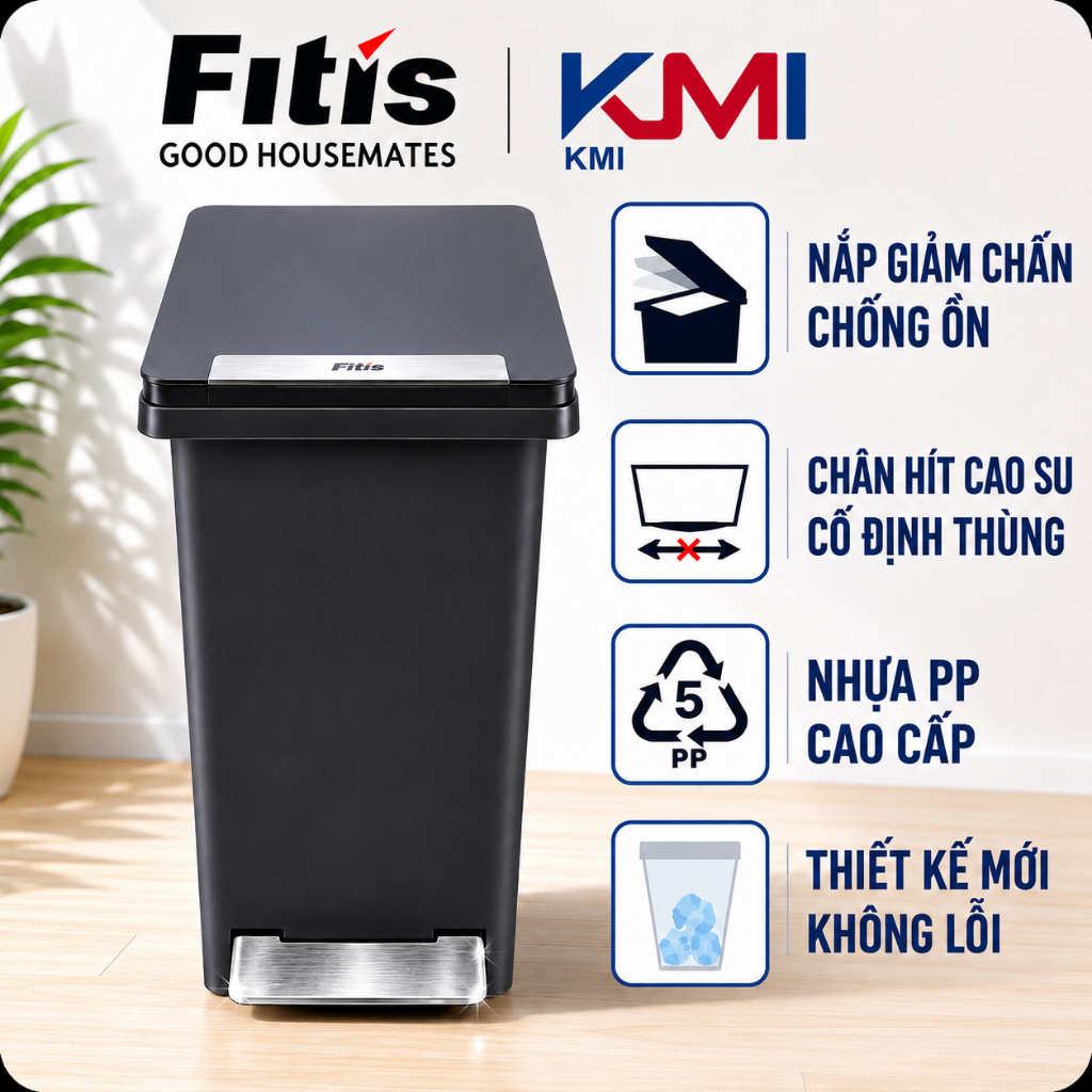 THÙNG RÁC FITIS COMPACT cao cấp 20 LÍT (BH 24 Tháng)