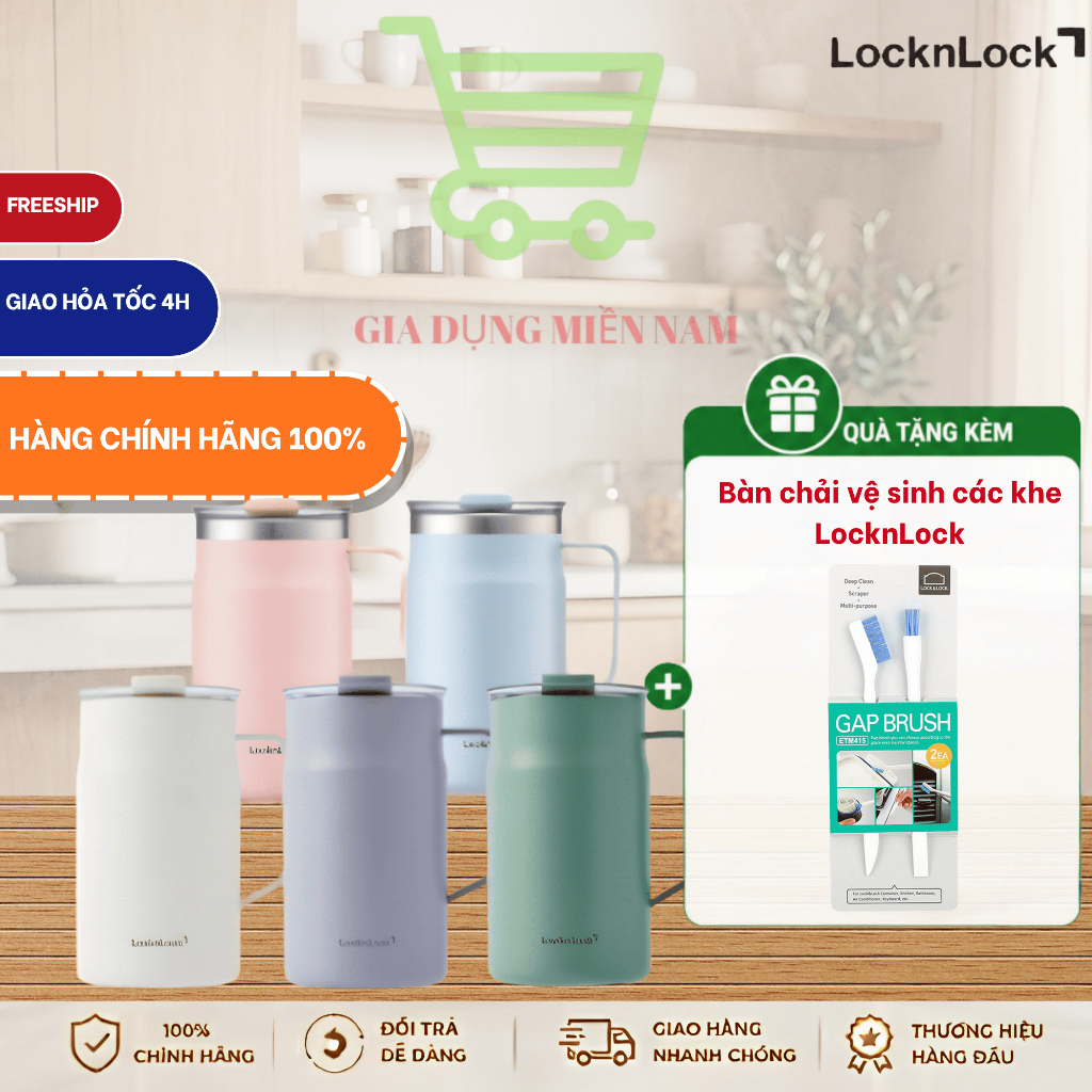 Ca giữ nhiệt LocknLock Metro Ceramic Mug LHC4282 dung tích 600ml (trắng, xanh, tím) [Chính hãng]
