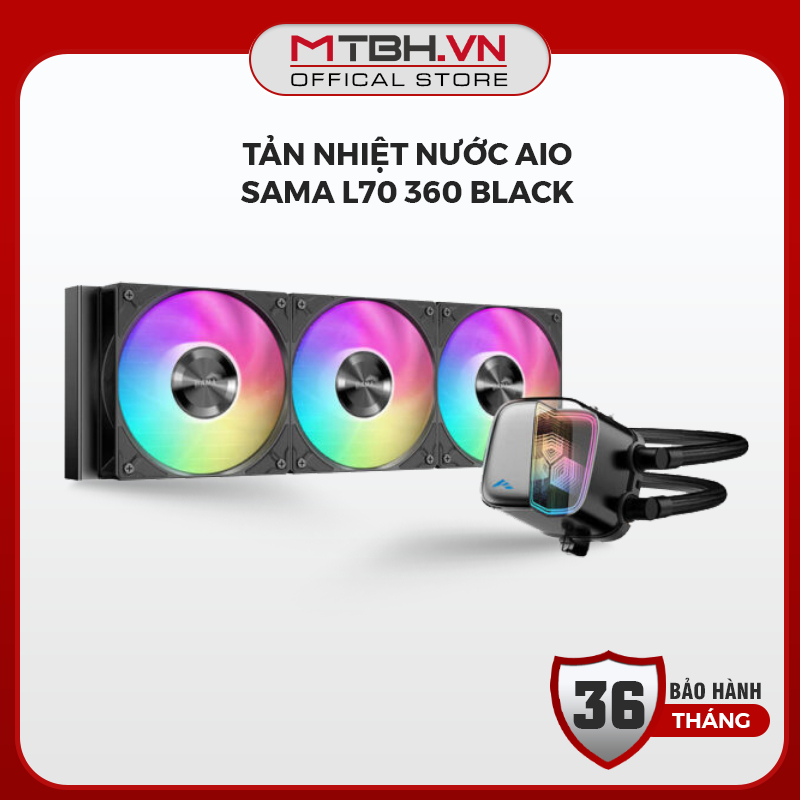 Tản Nhiệt Nước AIO SAMA L70 360 Black - Thiết Kế 3 Fan 120mm, Giải Nhiệt Siêu Tốc