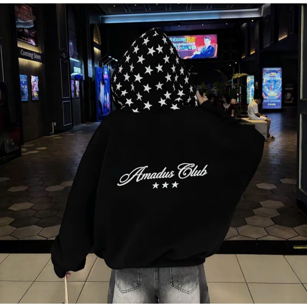 ÁO HOODIE ZIP BOXY NỈ Amadus.club 420gsm Thêu Nón unisex nam nữ - BOXYTHEUNON