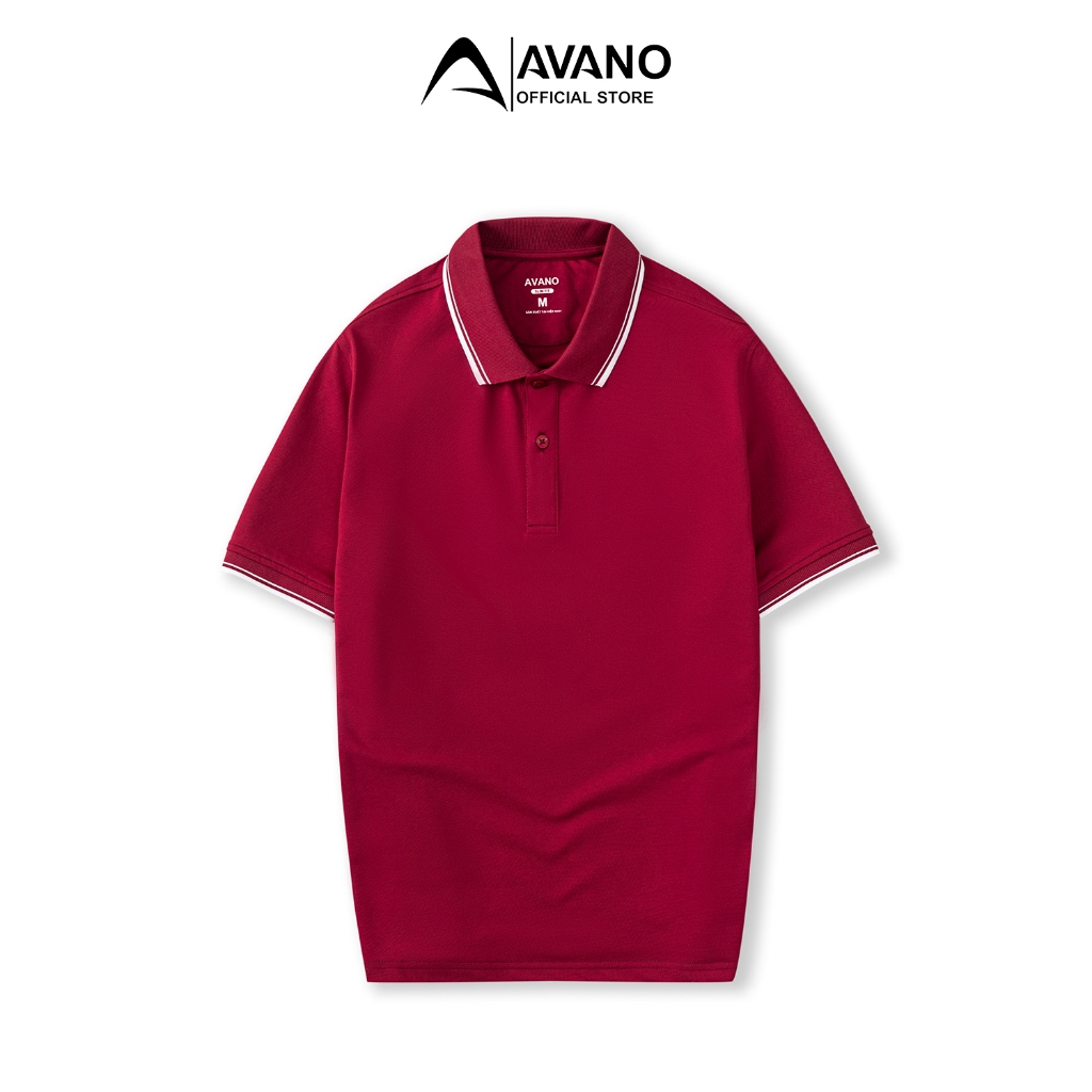 Áo polo nam đỏ đô AVANO vải Cotton mắt chim thoáng mát không bai xù PL05