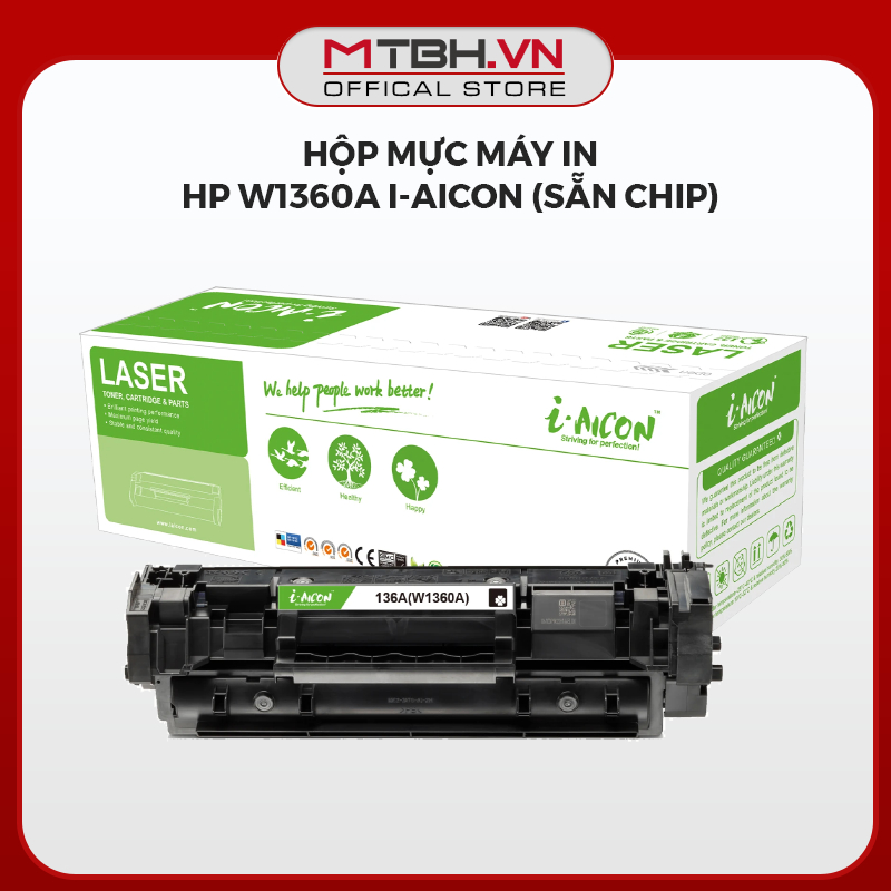 Hộp Mực Máy In HP W1360A I-AICON (Sẵn Chip) - Dùng Cho Máy In HP LaserJet M211d, M211dw, MFP M236dw