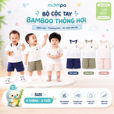 Bộ cộc tay cho bé Mompa 6 tháng - 3 tuổi vải Sợi tre Bamboo mềm mại thông hơi thoáng khí DQ MP 0518