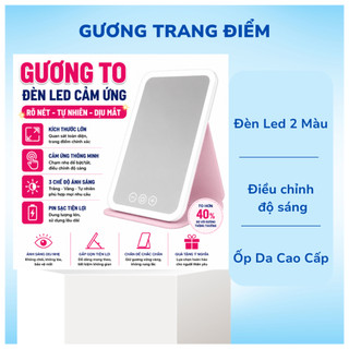 Gương Trang Điểm Cao Cấp Để Bàn Có Đèn Led Gương Để Bàn Có Đèn Cảm Ứng 3 Chế Độ Ánh Sáng Điều Chỉnh Độ Sáng Tiện Lợi