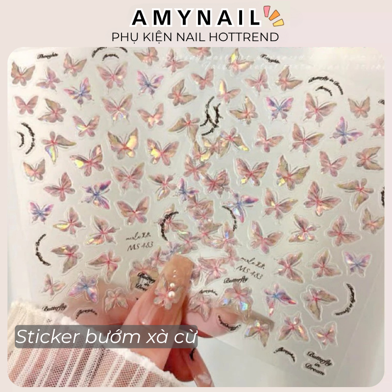 Sticker Bướm Xà Cừ 5D Làm Nail – Miếng Dán Nail Hình Bướm Nổi 5D Siêu Xinh – AMY NAIL