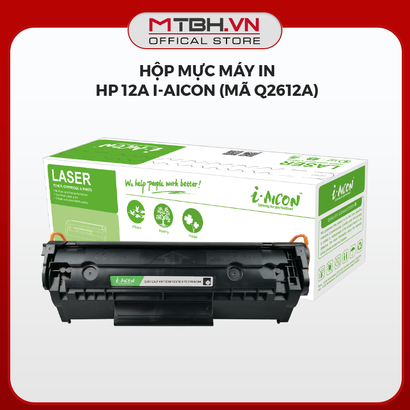 Hộp Mực Máy In HP 12A I-AICON (Mã Q2612A) - Dùng Cho Máy In Quốc Dân HP 1020, Canon LBP 2900, 3000
