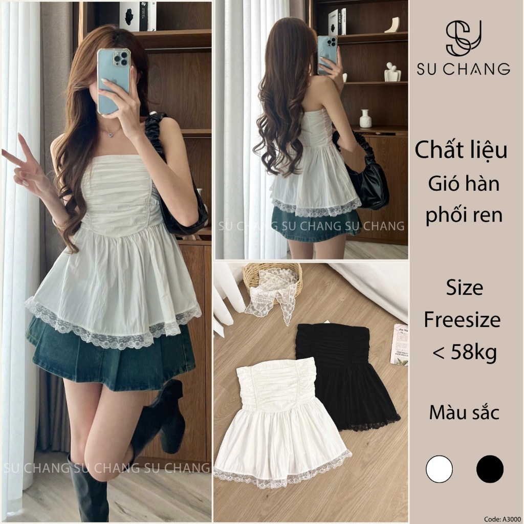 Áo Ống Quây Nữ Viền Ren Chun Lưng Su Chang A3000 Thời Trang Nữ