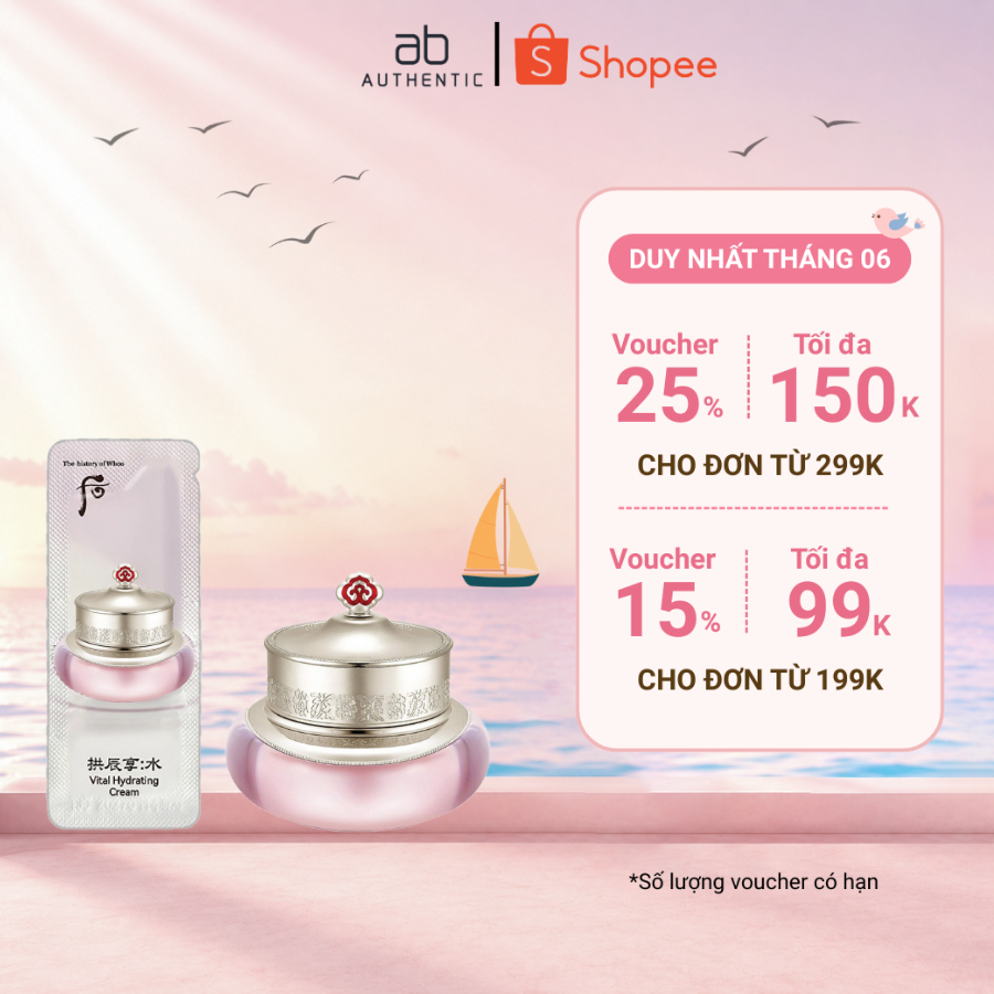 Combo 10 Gói sample Kem dưỡng Whoo hồng cấp nước, dưỡng trắng Vital Hydrating cream- AB Authentic